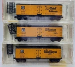 Scale Micro-trains 47242 Santa Slogans 40 Wood Reefer 3-PACK Sfrd. Fixed Price $50.00.