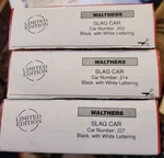 Limited Edition Walthers 932-3141 Slag Car Pack #203, 214, And 227. Fixed Price $119.99.