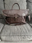 Vintage Coach Chocolate Brown Leather Weekender Duffel Shoulder Bag J58-0522. Fixed Price $280.00.