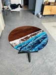 Blue Epoxy Dine Table, Living Room Furniture, Ocean Tables, Dining Top Art. Fixed Price $480.73.