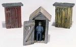 Woodland Scenics D214 Details 3 Outhouses & Man Metal Kit. Fixed Price $12.99.