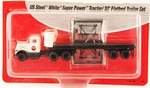 Cmw - #31125 Us Steel White Super Power Tractor W/32' Flatbedtrailer Set Nib. Fixed Price $19.99.