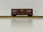 Ho Scale, Athearn, Line, Brown, 40 Grain Car. #soo LINE-48308. Weathered. Fixed Price $29.00.