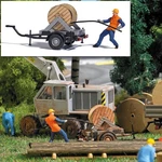 Ho 1:87 Busch # 7836 - Cable Reel On Trailer W/ Figure Miniature Scene. Fixed Price $32.95.