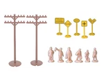 Bachmann Scale Accessories 12 Telephone POLES/24 SIGNS/24 Unpainted Figures. Fixed Price $11.19.
