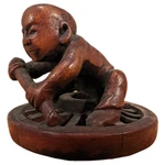Antique Japanese Wood Netsuke Edo Tokyo School Hokei Wheel Craftsman. Fixed Price $499.99.