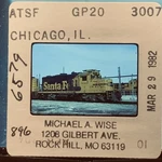 1982 Atsf Santa Fe GP20 3007 Locomotive Chicago Railroad Train Slide. Fixed Price $7.99.