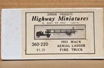 Jordan Products Highway Miniatures 1923 Mack Aerial Ladder Fire Truck #360-220. Fixed Price $18.89.