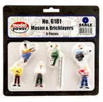 Scale Model Power Mason & Bricklayers Figures, No. 6181, Trains, 7 Pieces. Fixed Price $30.99.