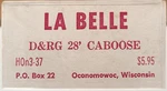 La Belle Models, HON3-37, Long Round Roof 28' Caboose, D&rg, Craftsman Wood Kit. Fixed Price $35.50.